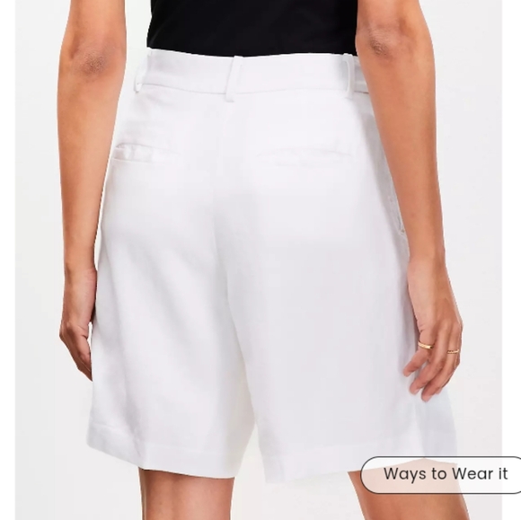 LOFT Peyton Trouser Shorts Womens 4 White Pleated 7" Inseam Mature Sophisticated - Picture 16 of 16